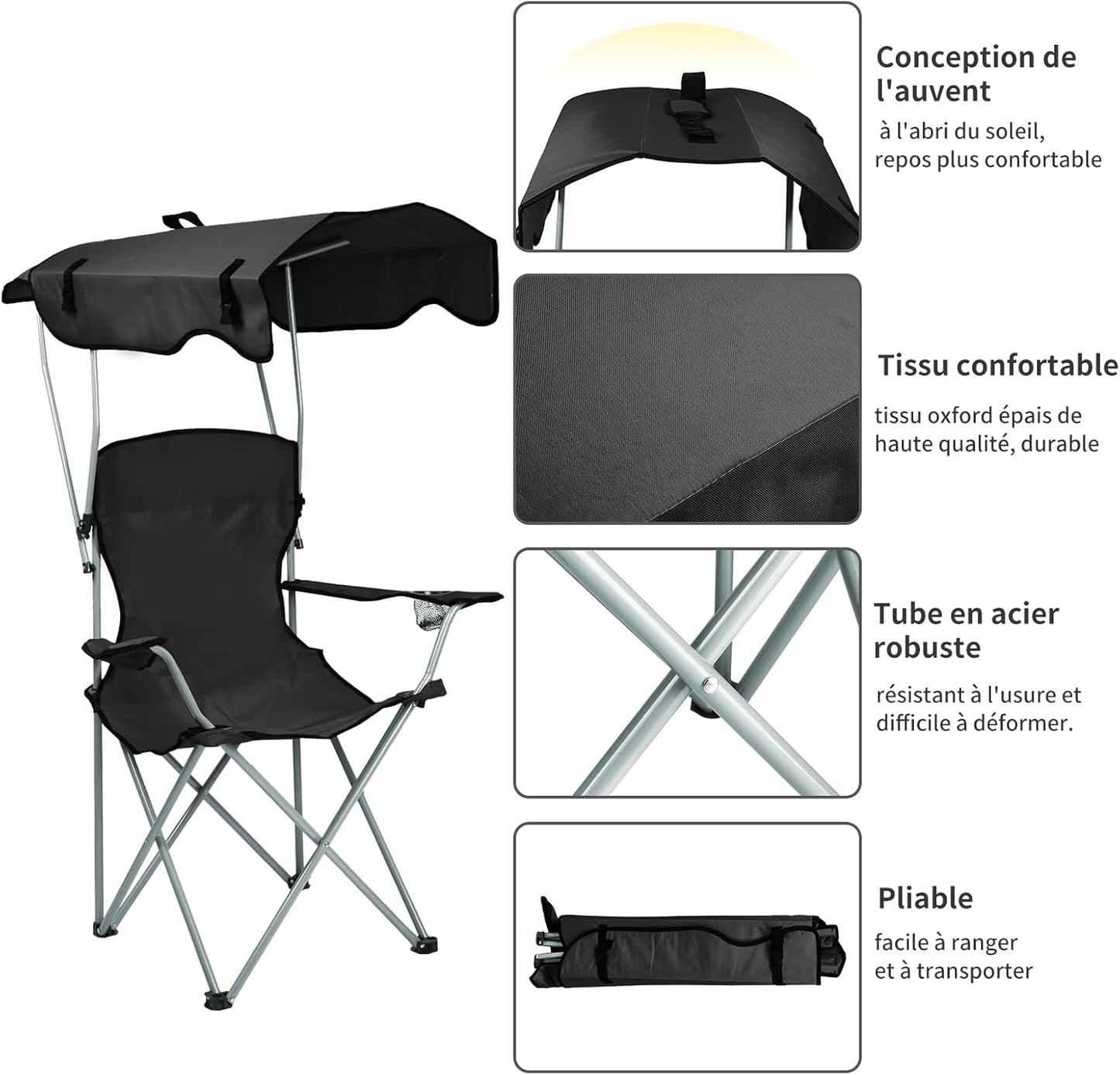 Pack de camping chaise pare soleil + glacière 25l electrique 220v12v originale